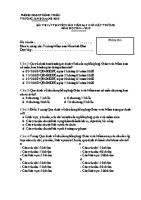 Bài thi lý thuyết thi giáo viên giỏi cấp trường - Năm học 2014-2015 - Trường Mầm non Hoa Anh Đào